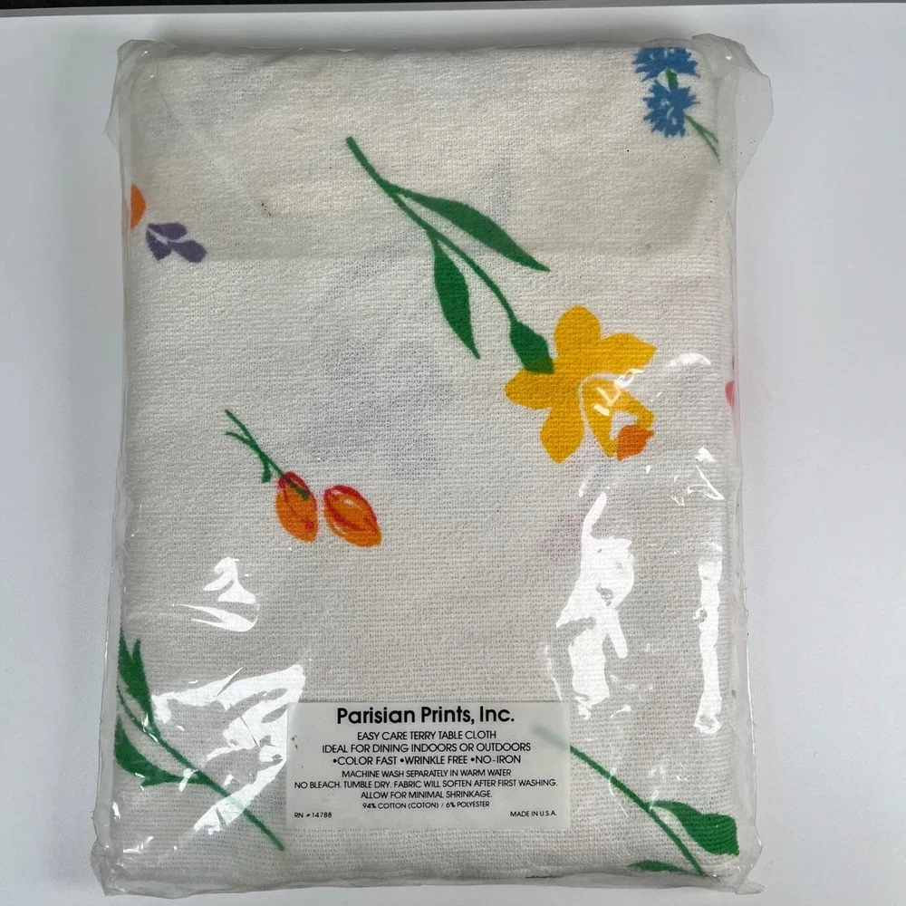 Vintage Parisian Prints Field Flowers 52x90 Tablecloth NOS Floral USA‎ NWT